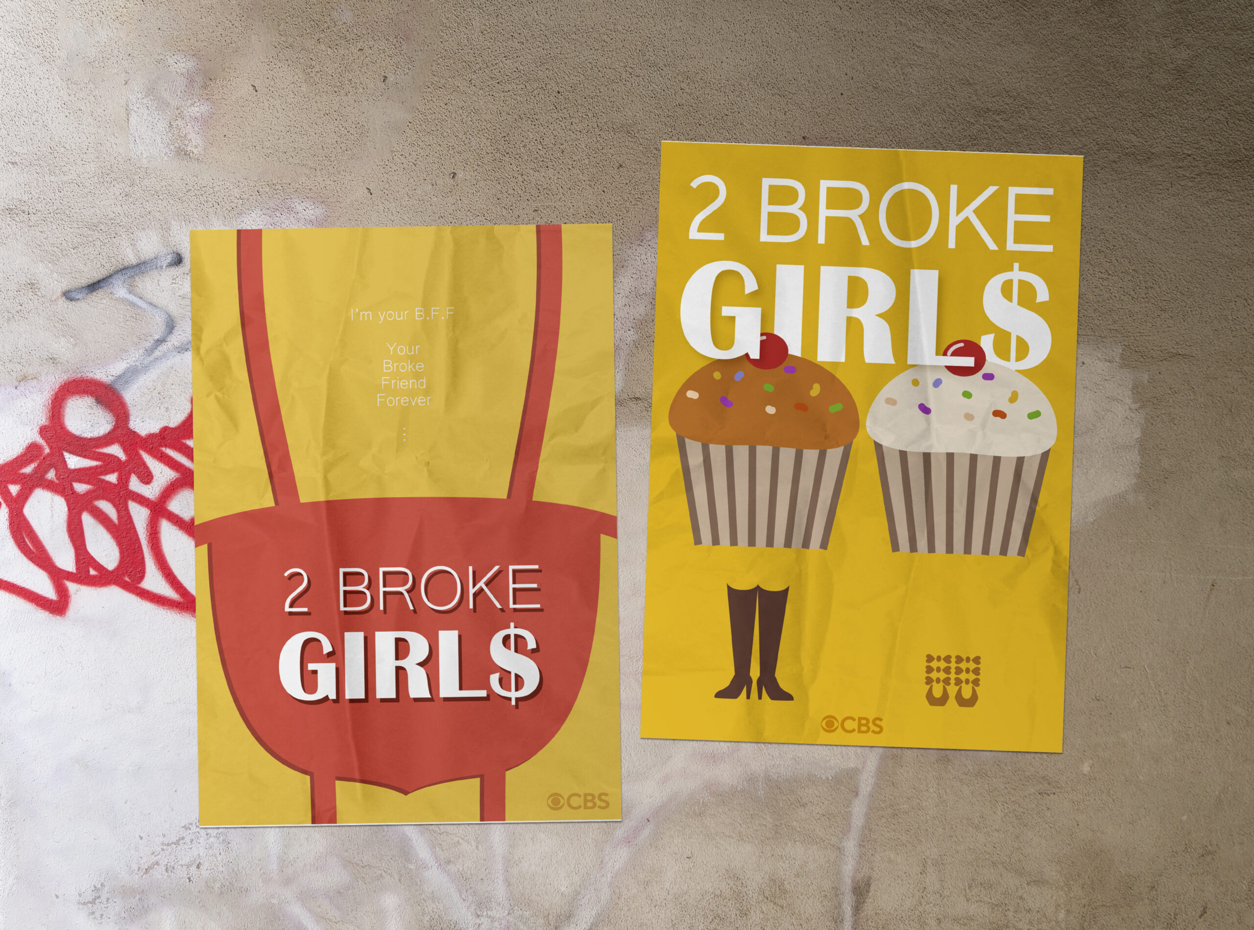 《破產姊妹。2 Broke Girls》海報｜Dot．Design